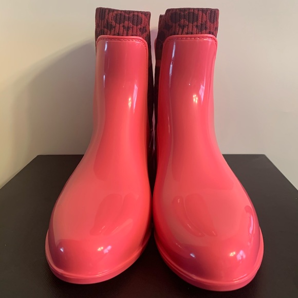 Brand New Coach Rivington Rubber Short Rain Boots 7 B/Narrow Fit/Size Up - Picture 5 of 12